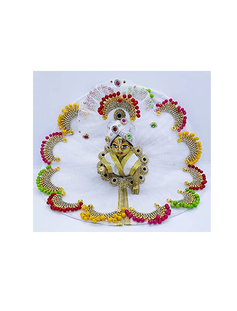 Buy KRISHFEB Kanha ji Dress/Laddugopal ji Dress for Krishna Janmashtami Net  Flower Dress Poshak for Laddu Gopal with Mukut (Light Green) Size-03 Online  at Low Prices in India - Amazon.in
